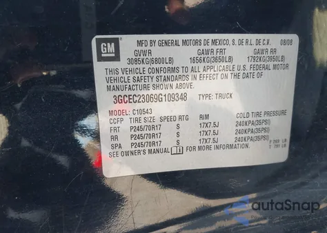 2009 Chevrolet Silverado 1500 Lt from USA, damaged, VIN 3GCEC23069G109348